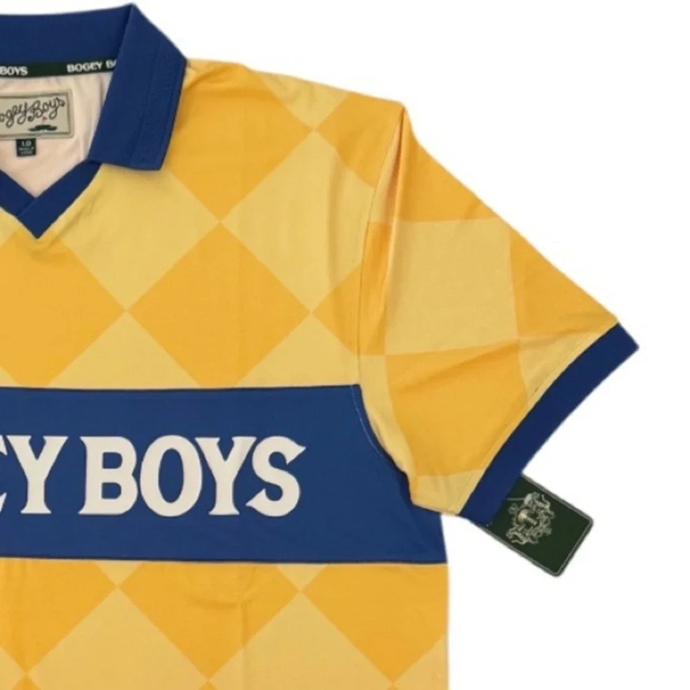 Bogey Boys by Macklemore Yellow Argyle Diamond Polo Golf Shirt, Size‎ L, NWT - Picture 7 of 10